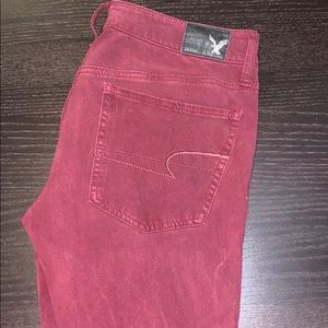 American eagle red/burgundy wash jeans